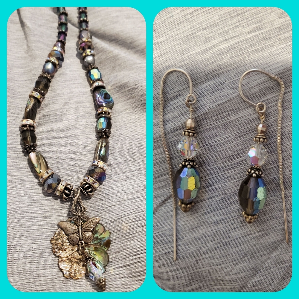Handmade Necklace & Earrings Abalone set